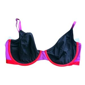 Elegant Black and Purple Bra with Red Accents